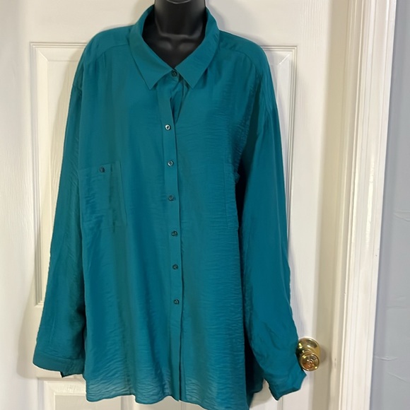 Westbound Woman rich teal long sleeved blouse, size 3X, NWT. - Picture 4 of 8